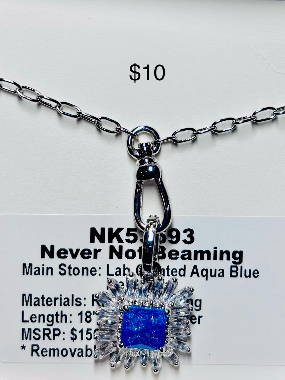 Never Not Beaming Aqua Blue Pendant Necklace